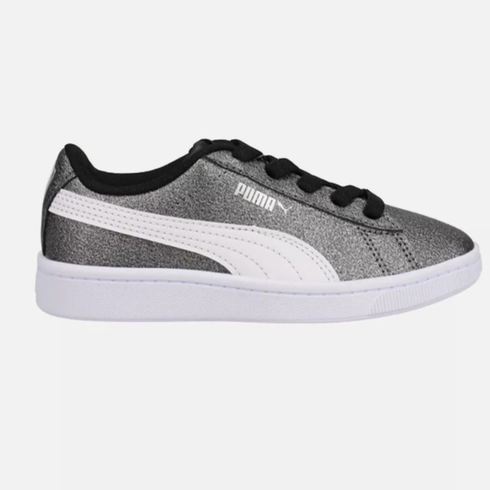 Puma Girls Vikky V2 Glitter Sliver Sneakers Shoes Size 9